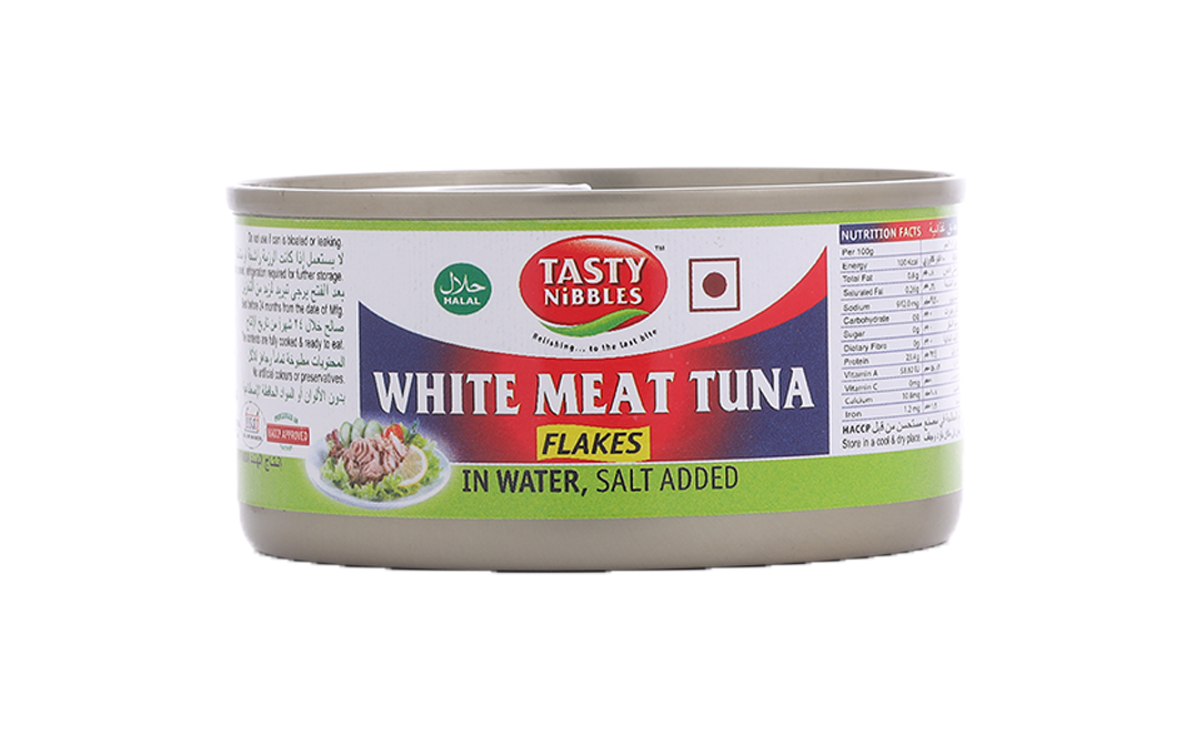 Tasty Nibbles White Meat Tuna Flakes In Water, Salt Added   Tin  185 grams